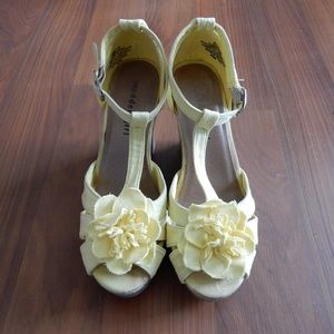 Yellow fabric summer wedges by Madden Girl